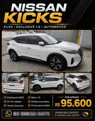 NISSAN KICKS 1.6 16V FLEXSTART EXCLUSIVE XTRONIC NISSAN KICKS 1.6 16V FLEXSTART EXCLUSIVE XTRONIC